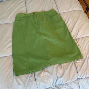 Doncaster washed green denim skirt
